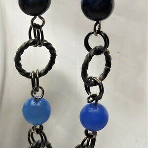 No 1401 Handmade earrings with polished stones and antique silver rings
